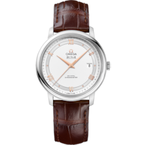 De Ville Prestige 39.5&nbsp;mm, steel on leather strap - 42413402002002