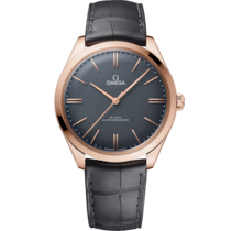 De Ville Tr&eacute;sor 40&nbsp;mm, Sedna&trade; gold on leather strap - 43553402106001