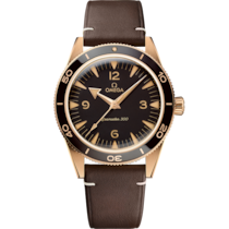 Seamaster 300 41&nbsp;mm, Bronze gold on leather strap - 23492412110001