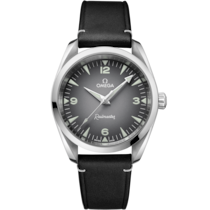 Seamaster Railmaster 38&nbsp;mm, steel on leather strap - 23512382006001