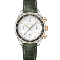 Speedmaster 38 38&nbsp;mm, acciaio-oro giallo su cinturino di pelle - 32428385002001